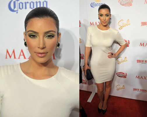 kimkardashianmaximhot100 Kim Kardashian looked simple in an off white