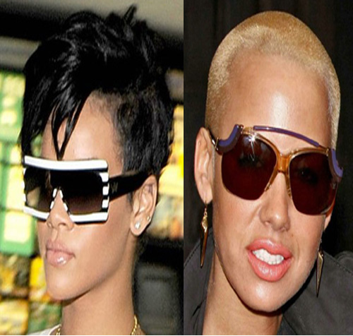 pictures of amber rose with hair. Rih Rih and Amber Rose.