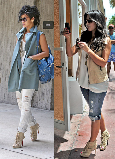 rihannakimkardashianlouboutin2 They both paired theirs with rolled up 
