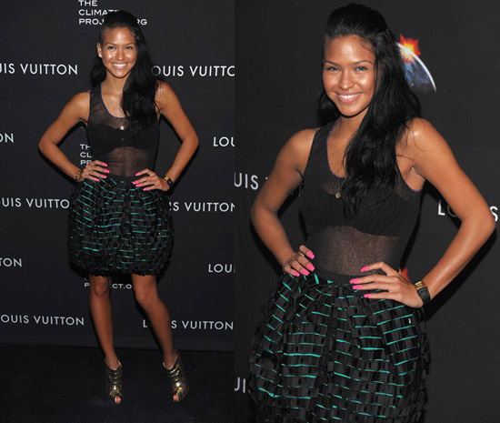 Bad Girl Cassie Ventura chose to wear a cocktail dress with a sheer bodice 