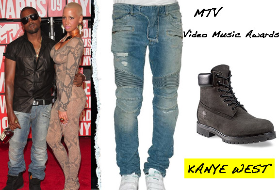 Men's Fashion Flash Kanye's Destroyed Biker Jeans & Timberland