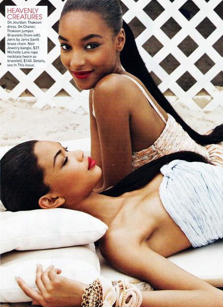 Chanel Iman & Jourdan Dunn shot by Patrick Demarchelier and styled by Jillian Davidson for Teen Vogue's November 2009 issue.