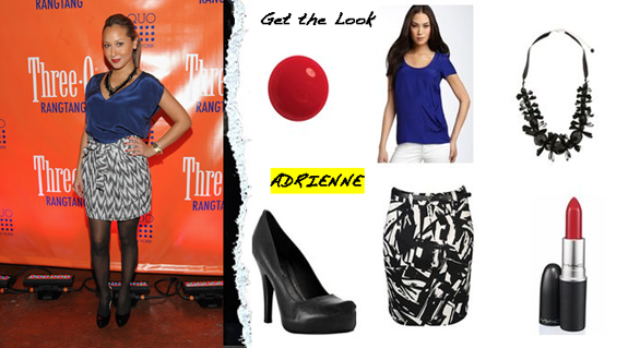 Adrienne Bailon went for cute and simple at last night Three-O Vodka's 