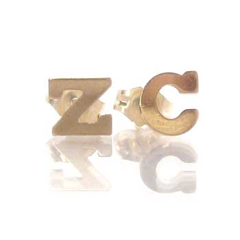 Letter Earrings on Zoe Chicco Letter Stud Earrings