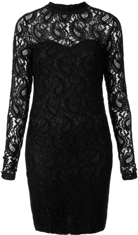 Black Dress With Lace Sleeves Topshop