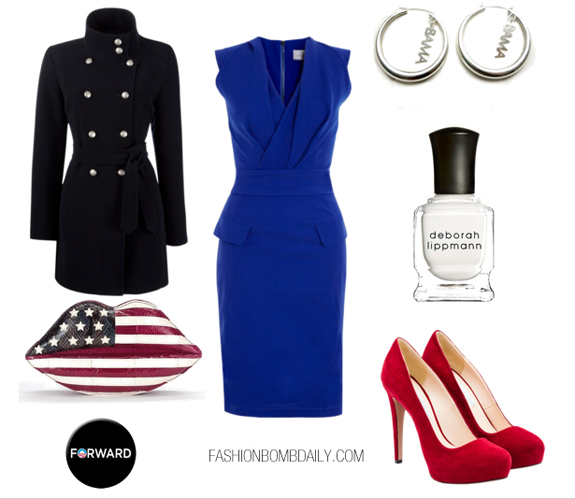 Going for dressy? Slip on a blue dress with red heels, yet represent ...