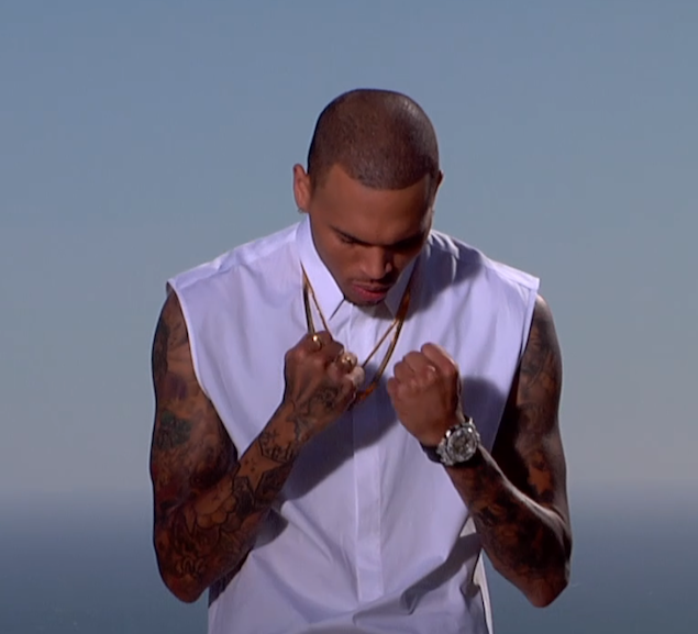 Chris-Brown-Givenchy-cotton-poplin-sleeveless-long-shirt-from-the-Spring-Summer-2013-Collection
