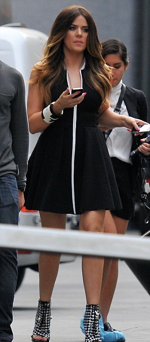 khloe-kardashian-photoshoot-t-by-alexander-wang-pleated-neoprene-mini-dress-givenchy-check-embossed-lace-up-ankle-boots
