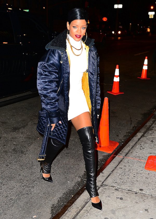 Rihanna's New York City Birthday Party Giuseppe Zanotti Ester Thigh High Boots