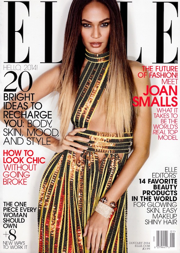 Joan Smalls by Michael Thompson for Elle January 2014 [Full Spread] 1