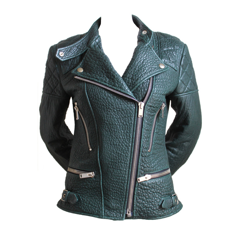 celine-forest-green-leather-biker-jacket