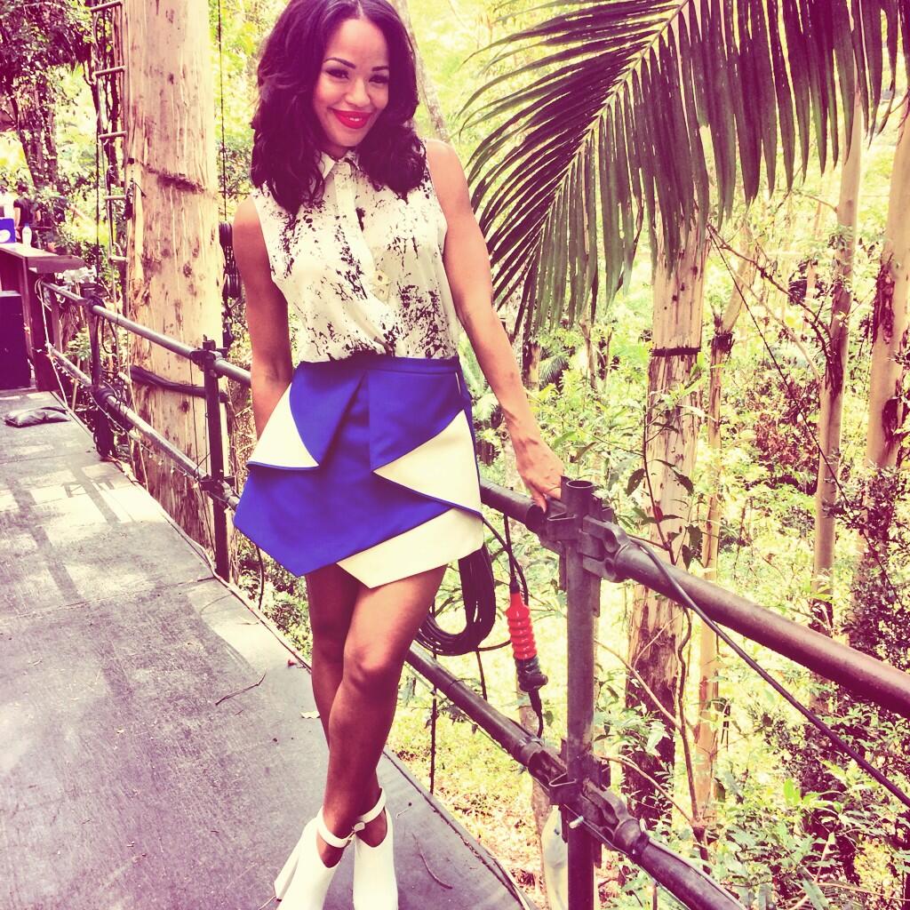 Jayda Cheaves Steps Out in a Blue and White Louis Vuitton Set