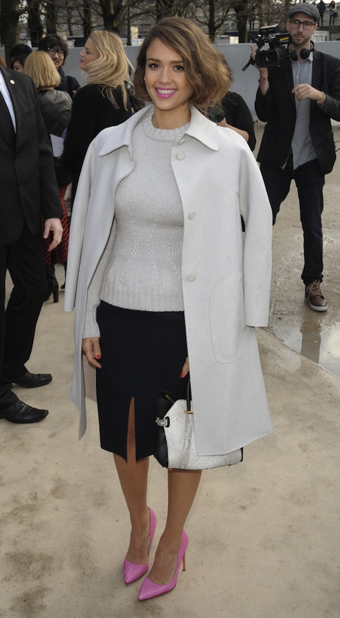 Jessica Alba seen during Paris Fashion Week - Ready to Wear Autumn Winter 2014/15 'Nina Ricci' in Paris