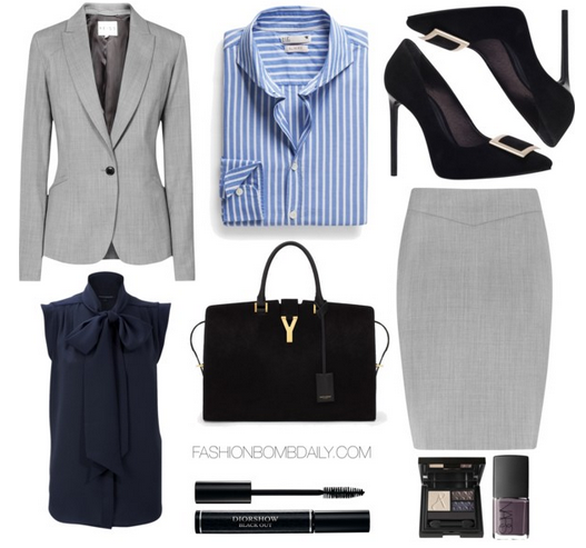 What to Wear to an Interview Reiss Tailored Jacket Reiss A-Line Skirt KG by Kurt Geiger Bryrony Buckle Court Shoe Saint Laurent Classic Large Y Cabas Bag