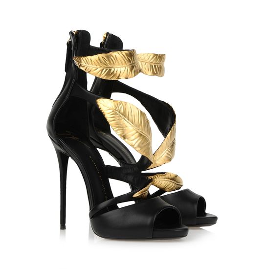 fashion-bomb-daily-shoe-lust-giuseppe-zanotti-spring-summer-2014-black-gold-patent-open-toe-with-gold-metal-leaf-embellishment