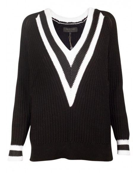 lindsay lohan prep black white sweater jimmy kimmel rag-and-bone-black-talia-sweater