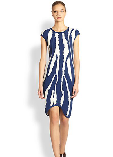 1 Porsha Stewart's Flatline Video Fendi Blue and White Knit Zebra Dress