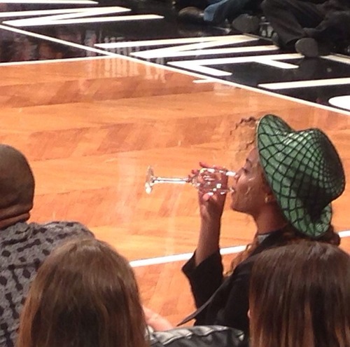 4 Beyonce Brooklyn Nets Game Torn by Ronny Kobo Mali Mosaic Crop Top and Matching Celeste Pencil Skirt