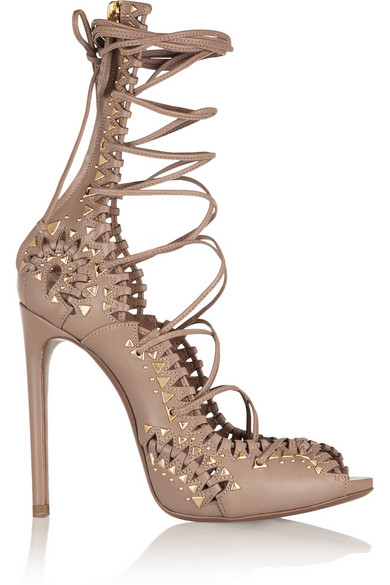Azzedine Alaia Studded Lace Up Leather Sandals