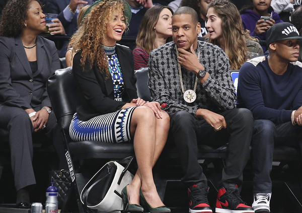 Beyonce Nets Game Torn by Ronny Kobo Mali Mosaic Top and Matching Pencil Skirt