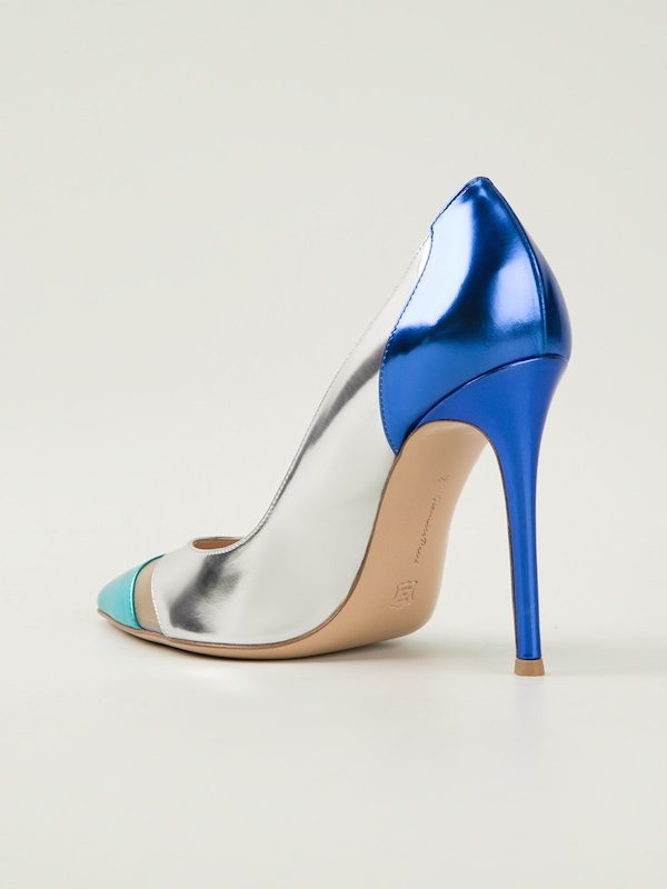 Gianvito Rossi Turquoise and Blue Mesh Panel Pumps