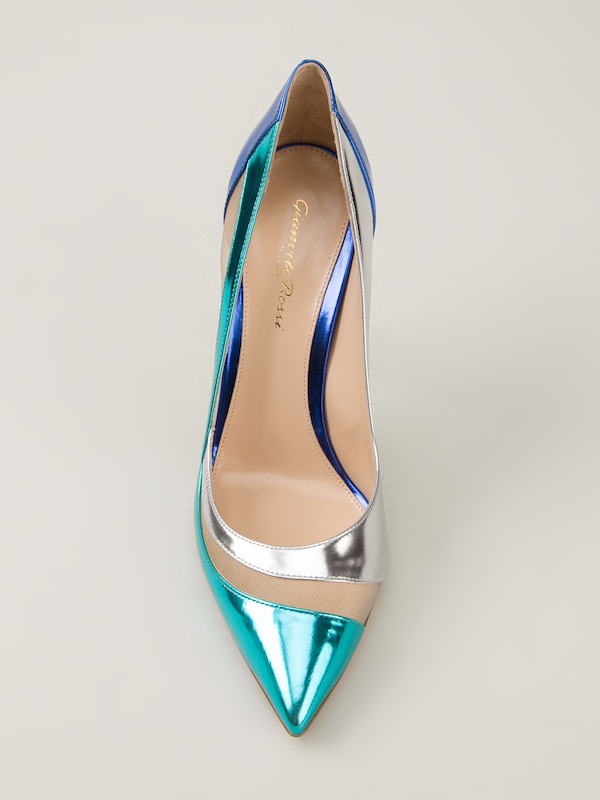 Gianvito Rossi Turquoise and Blue Mesh Panel Pumps1