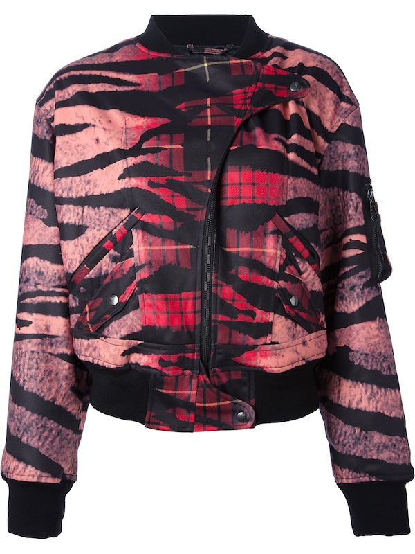 Gwen Stefani's Airport McQ by Alexander McQueen Tiger Print Red and Purple Bomber Jacket