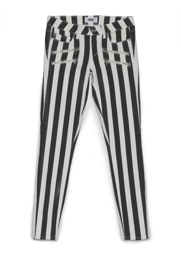 Kourtney Kardashian's Beverly Hills Paige Zip Front Black and White Striped Jeans