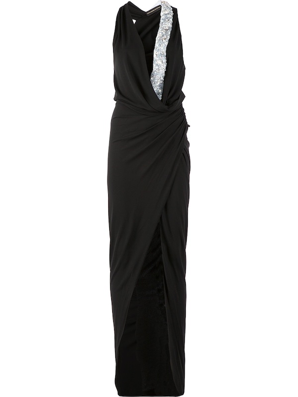cynthia bailey alexandre vauthier black embellished wrap style dress