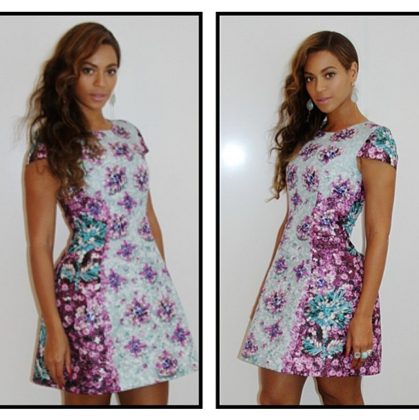 1 Beyonce's Instagram Mary Katrantzou Floral Printed Techno Dress
