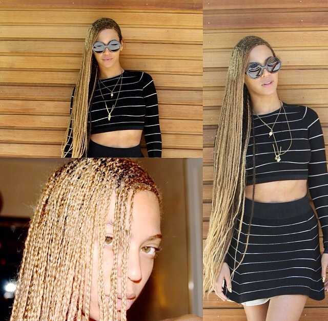 Beyonce's Tumblr Torn by Ronny Kobo Striped Marita Crop Top and Matching Skirt