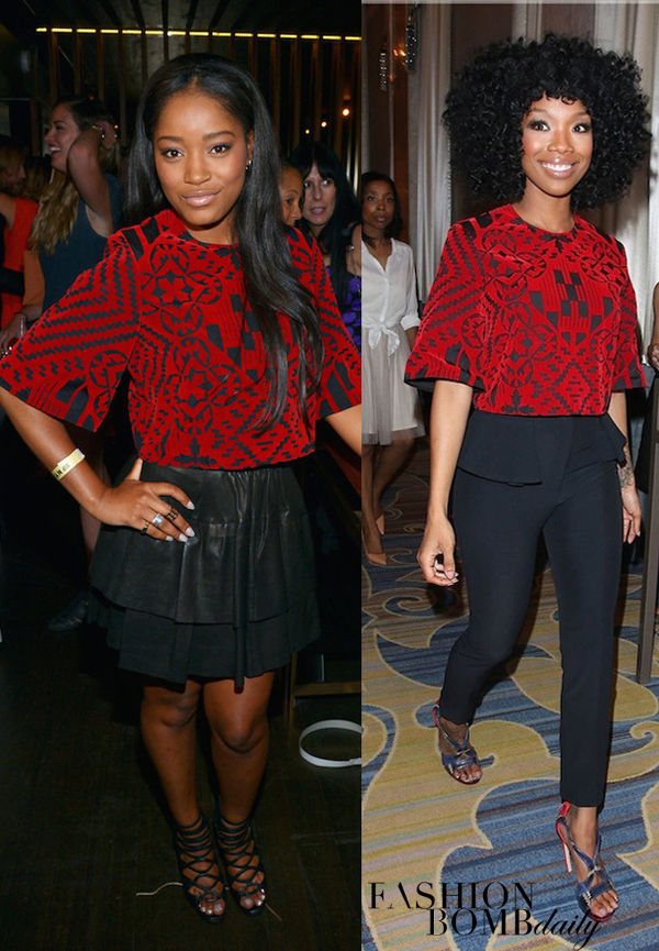 Who Wore It Better Keke Palmer Vs Brandy In Alexander Mcqueen S Red And Black Geometric Top Fashion Bomb Daily Style Magazine Celebrity Fashion Fashion News What To Wear Runway Show Reviews