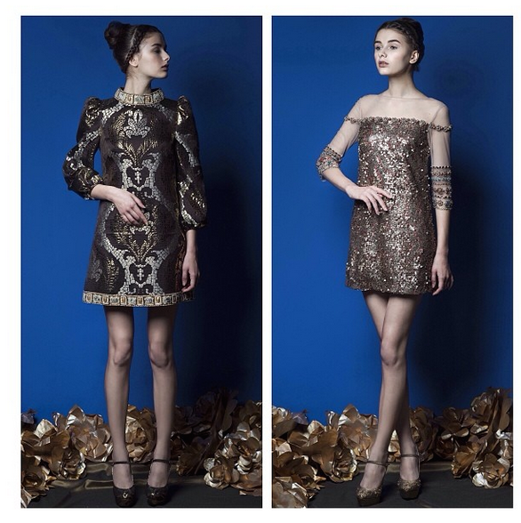 Brandy's Instagram Dancing with the Stars Sebastian Gunawan Embellished Metallic Dress