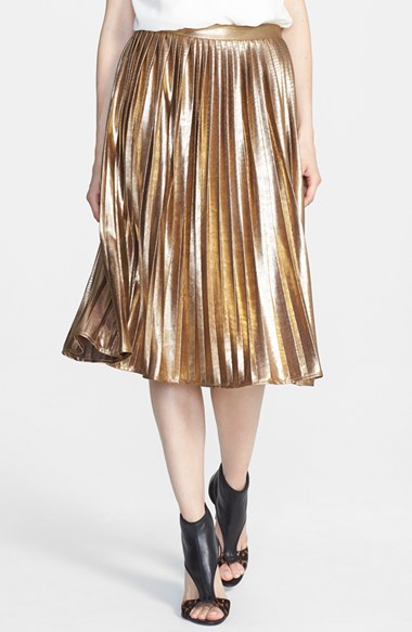 2 Emily B's Instagram Rules of Etiquette Gold Metallic Tie Tube Top and Pleated Skirt