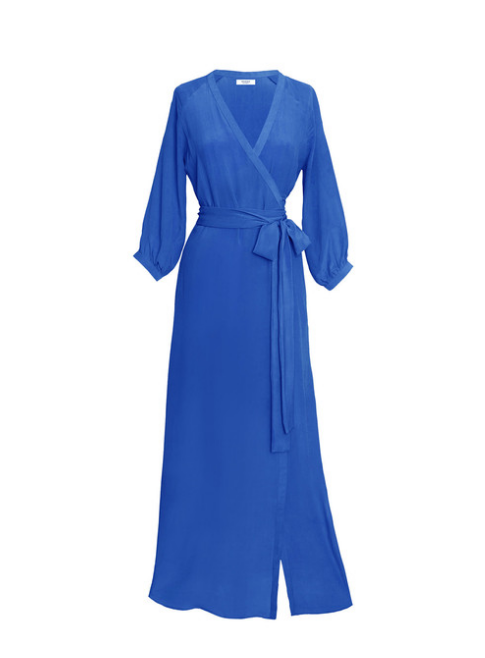 Khloe Kardashian's Lunch Date Rhode Resort Blue Wrap Lenny Maxi Dress