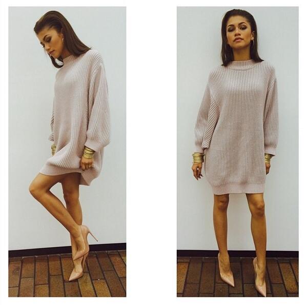 Zendaya's Alexia Ulibarri Fall 2014 Gray Oversized Sweater Dress