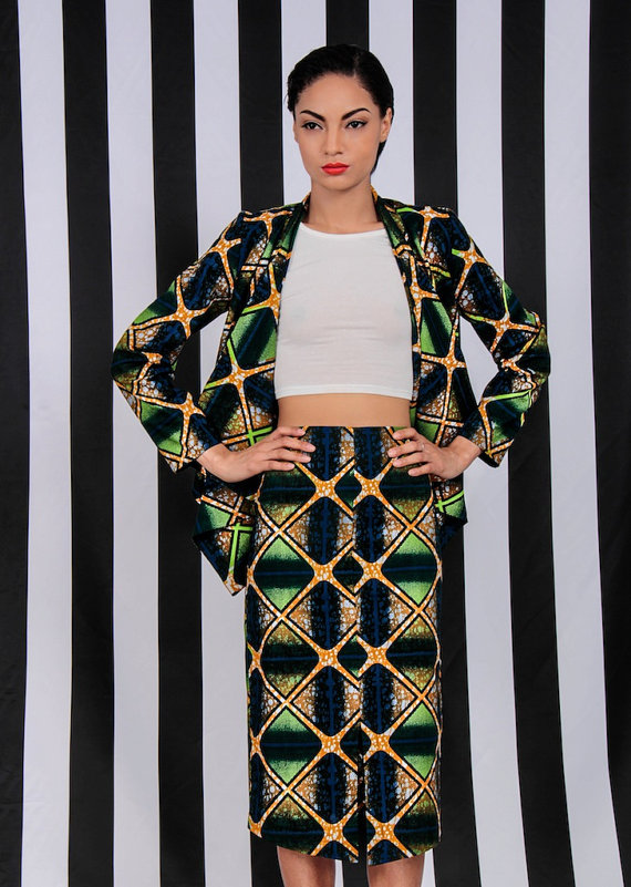 1 Beyonce's Instagram Demestiks by Reuben Reuel Ney Nay African Print Shirt and Ramonde Pencil Skirt