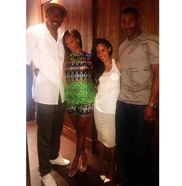 Alexis Stoudemire's Instagram J.Crew Gemstone Floral printed silk top and Matching Shorts