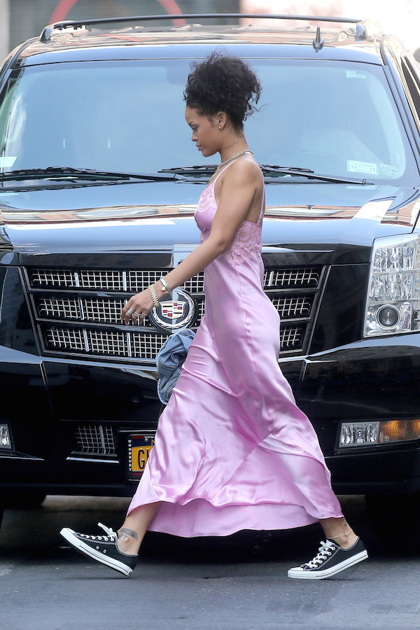 Rihanna wears a Sexy Nightgown to watch the World Cup