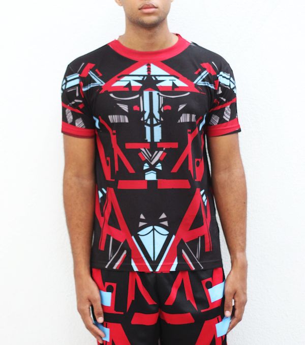 French Montana's New York Daily News Asst Clothing Fall 2014 Red, Black, and Blue Printed T-Shirt