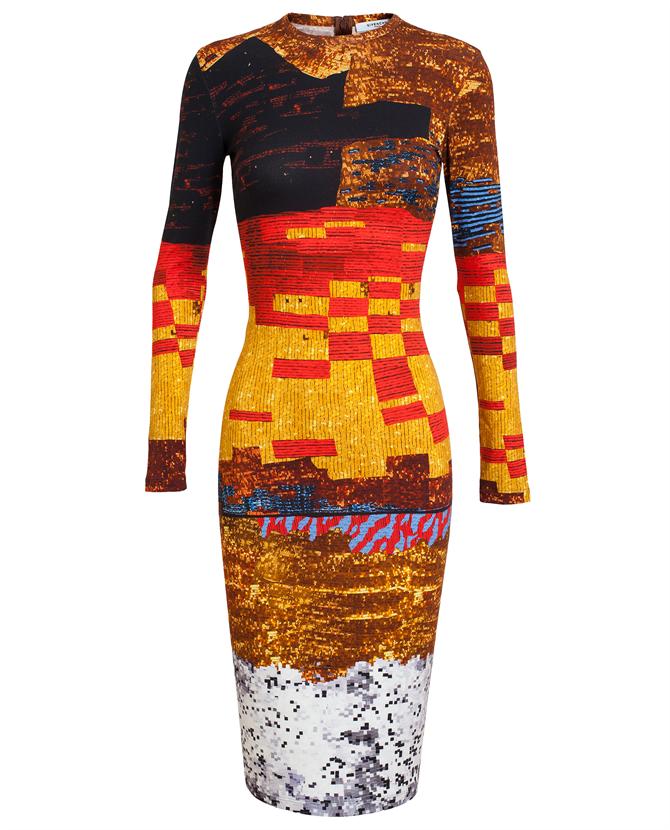 Iggy Azalea's Mr. Chow's Restaurant Givenchy Sequin Cotton Printed Tribal Bodycon Dress