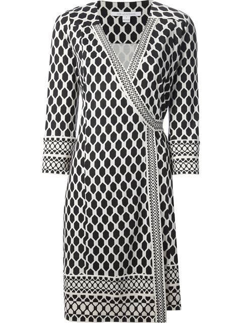 Mariah Carey's New York City Diane Von Furstenberg Tullulah Black and White Wrap Dress and Saint Laurent Sandals