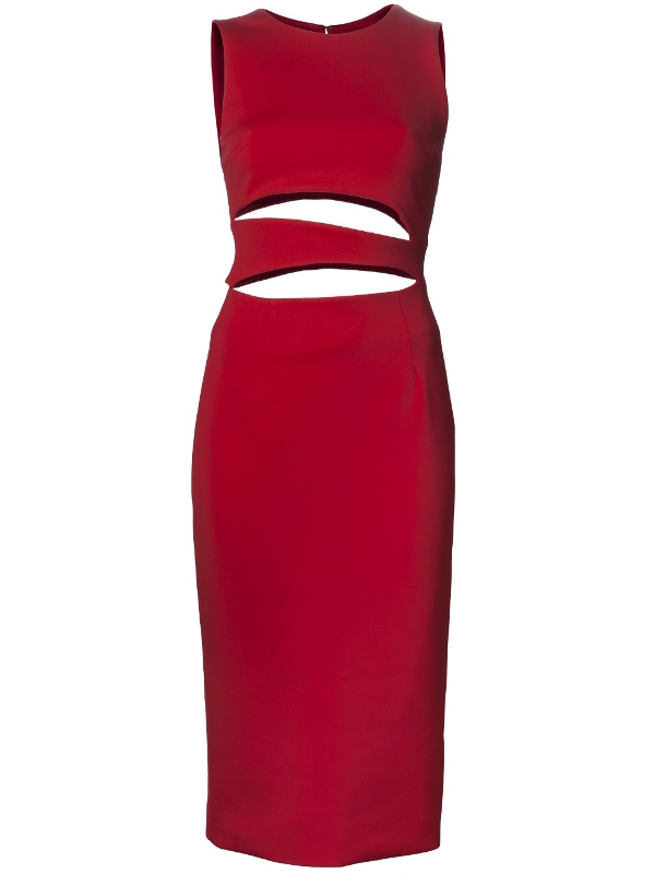 cushnie-et-ochs-red-fitted-cut-out-dress