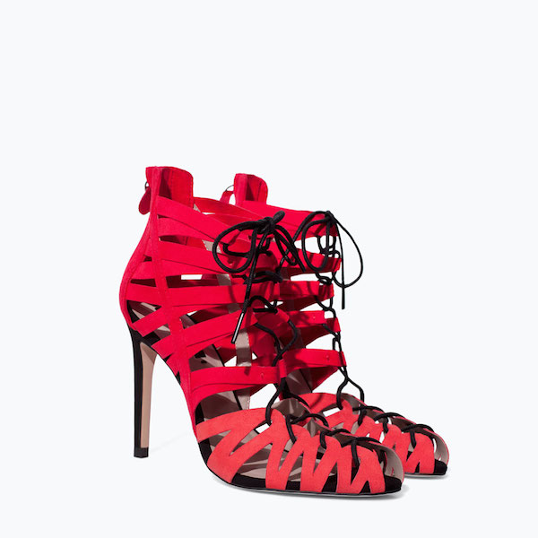 0 Robin Roberts's Good Morning America Zara Coral and Red Lace Up Sandals