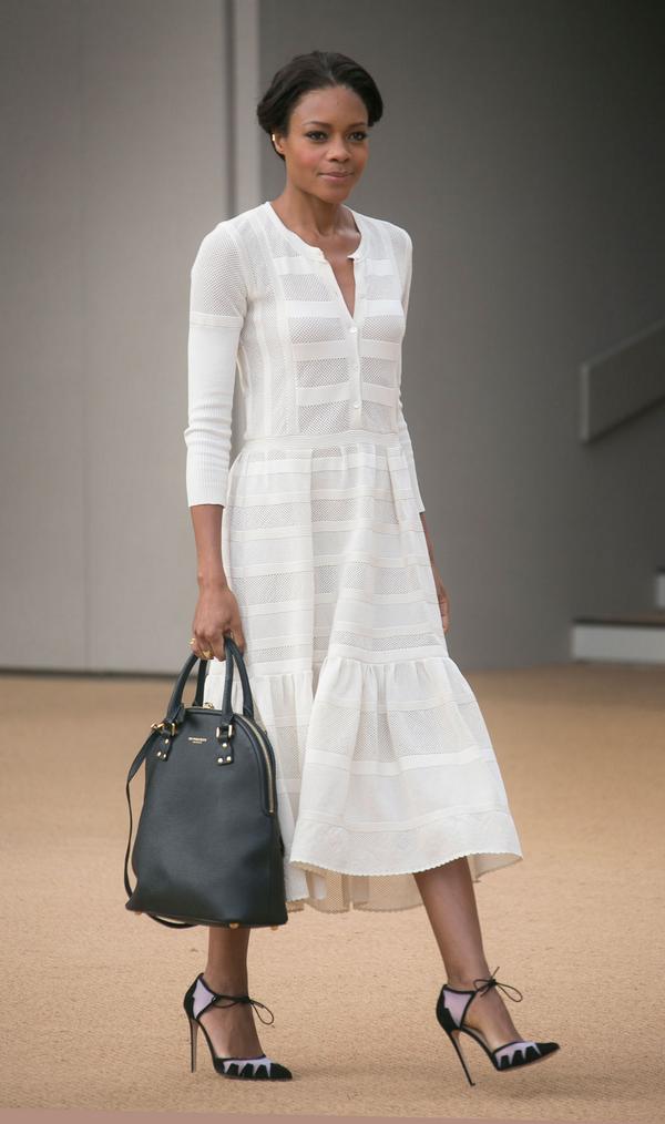 2 Naomie Harris's Burberry Prorsum Spring 2015 Show Burberry Resort 2015 White Dress