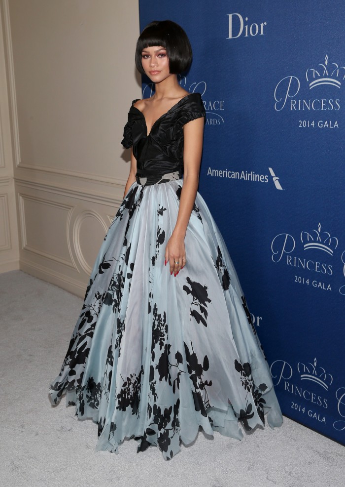 Zendaya's 2014 Princess Grace Awards Gala Vivienne Westwood Black and Blue Gown