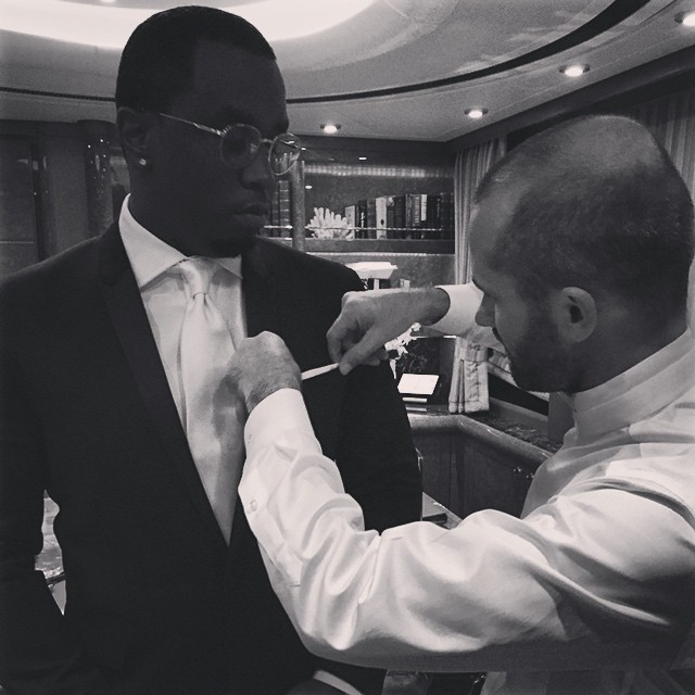 Diddy got dapper on New Year's Eve in a custom suit.