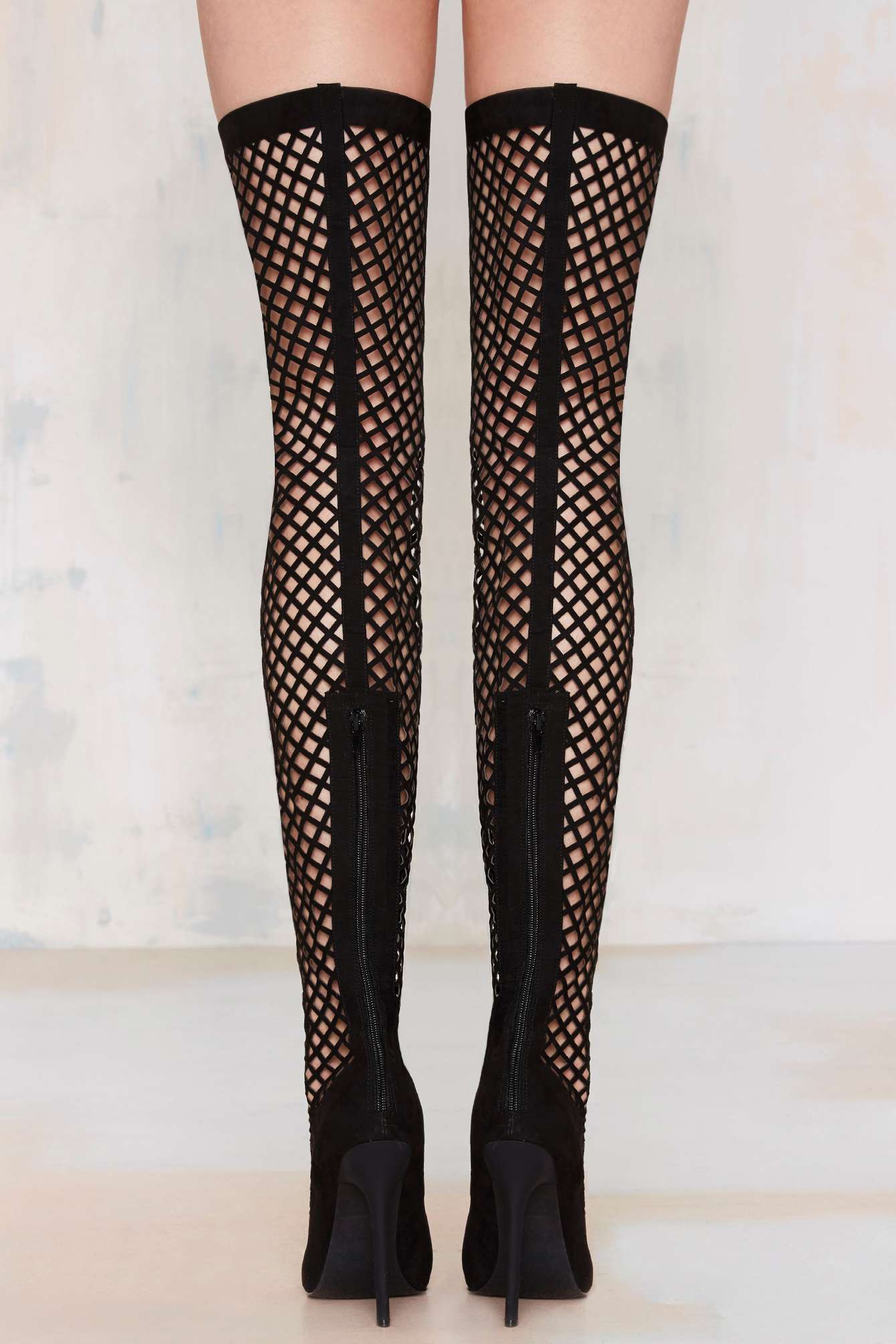 Nasty Gal In The Cage Thigh-High Boots 