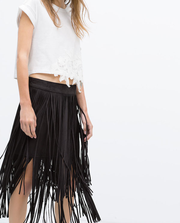 Zara's Black Fringe Skirt 