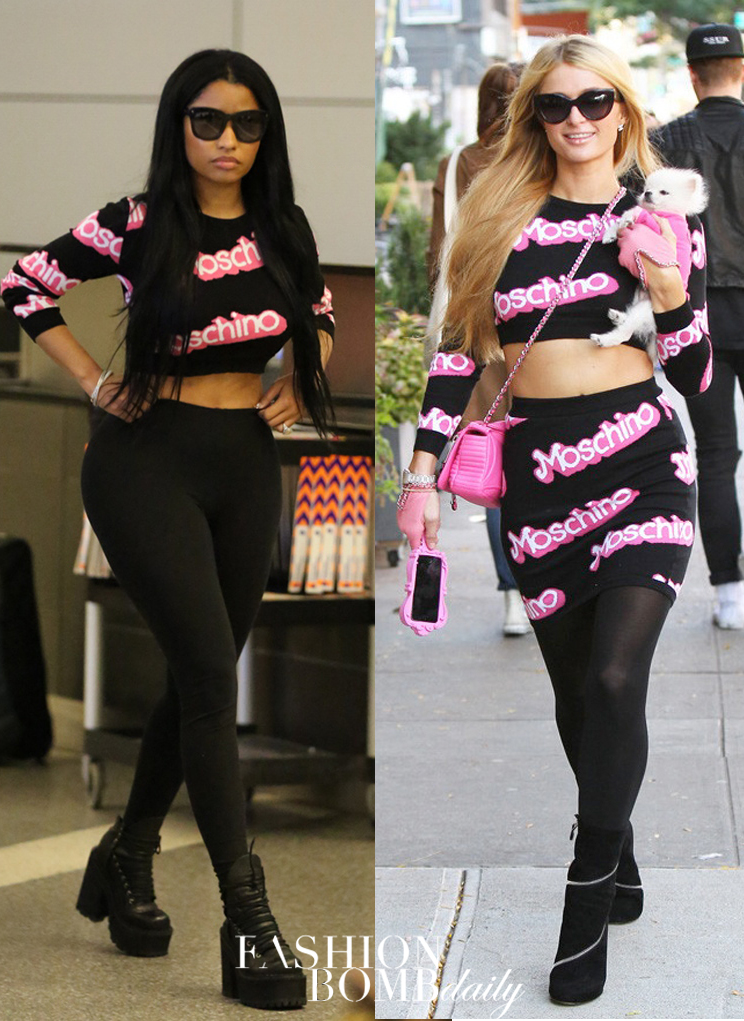 Who Wore it Better? Paris Hilton Nicki Minaj in Moschino's Barbie Detailed Top